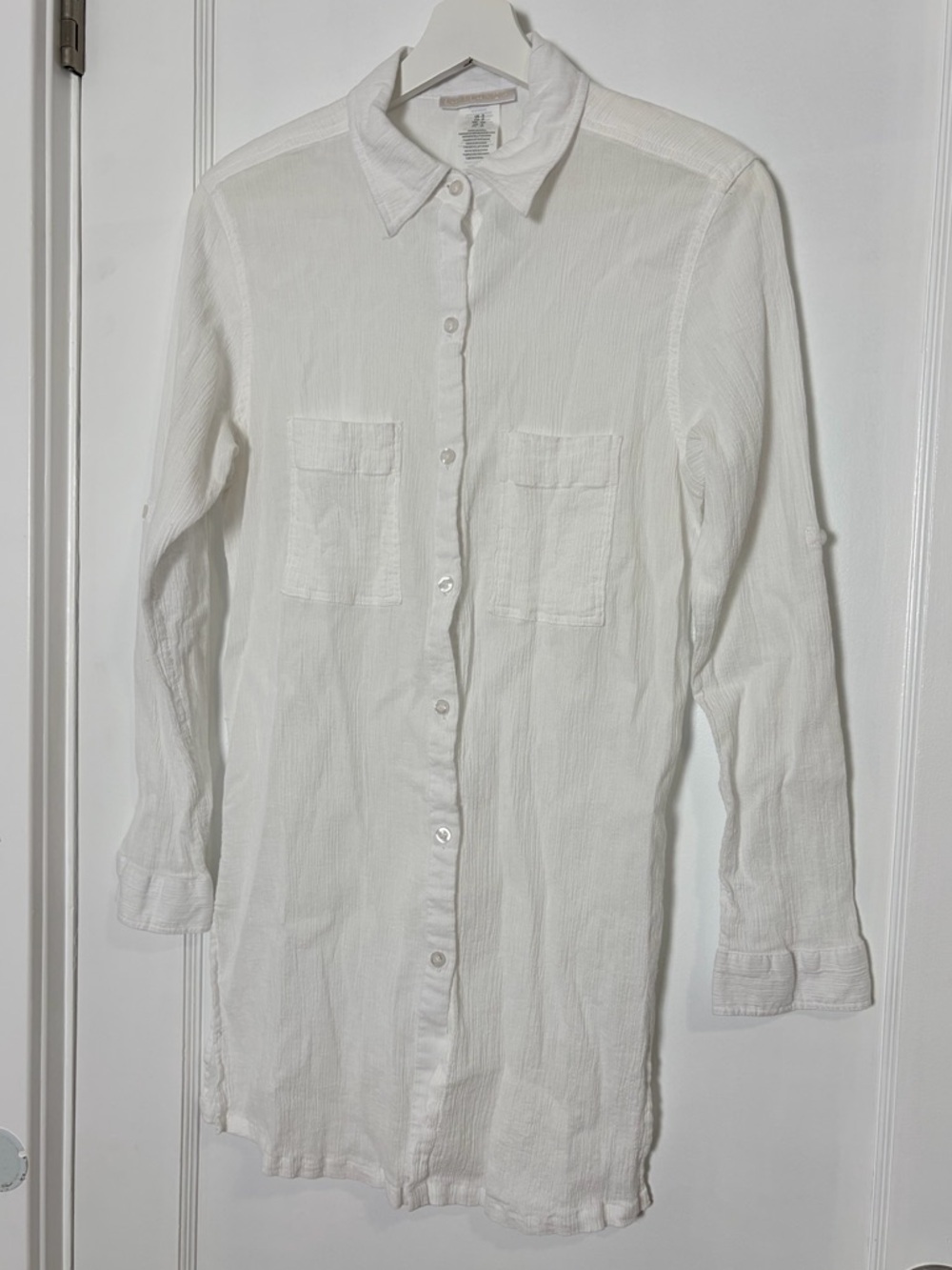 La Blanca white button down tunic small